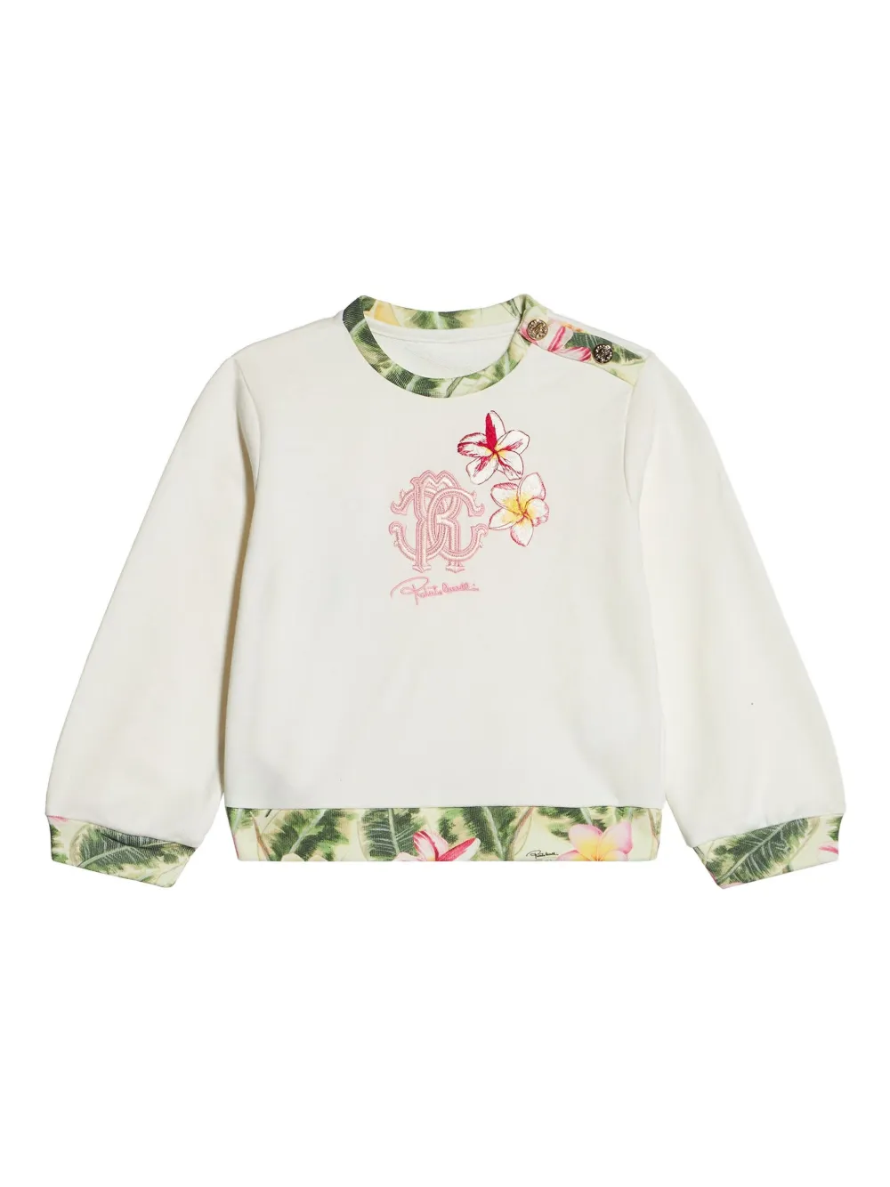 Roberto Cavalli Junior Sweater met bloe print Wit