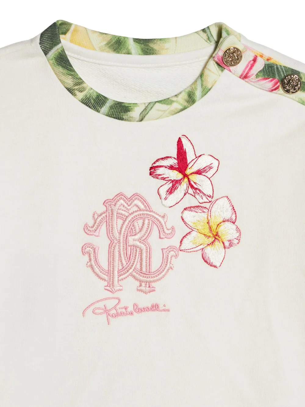 Roberto Cavalli Junior Sweater met bloemenprint Wit