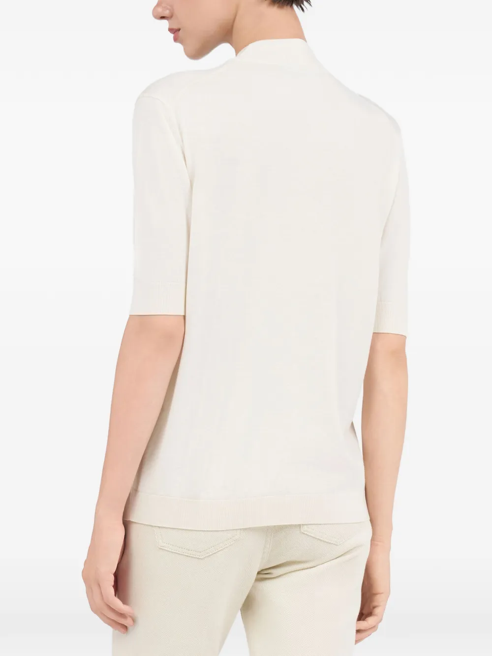 Roberto Cavalli T-shirt met logoplakkaat en opstaande hals Wit