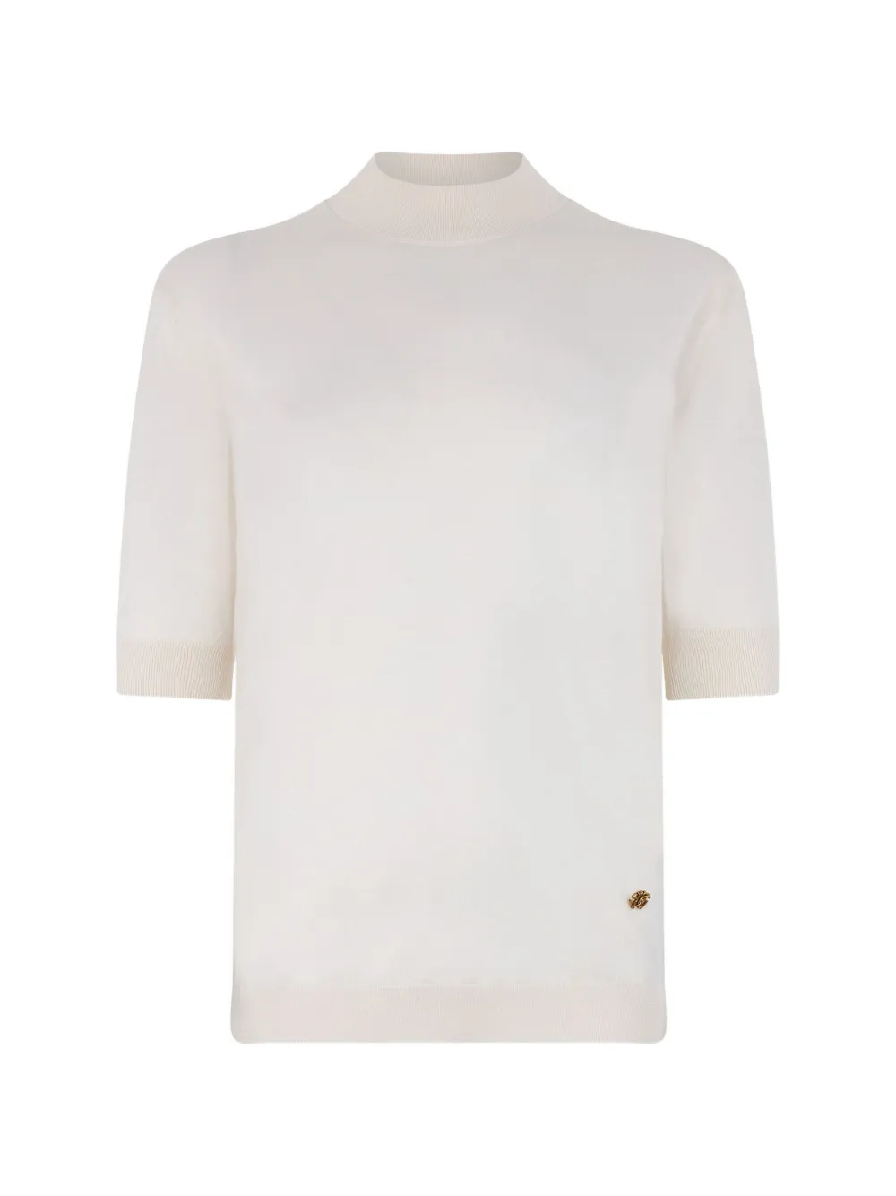 Roberto Cavalli logo-plaque mock-neck T-shirt - Bianco