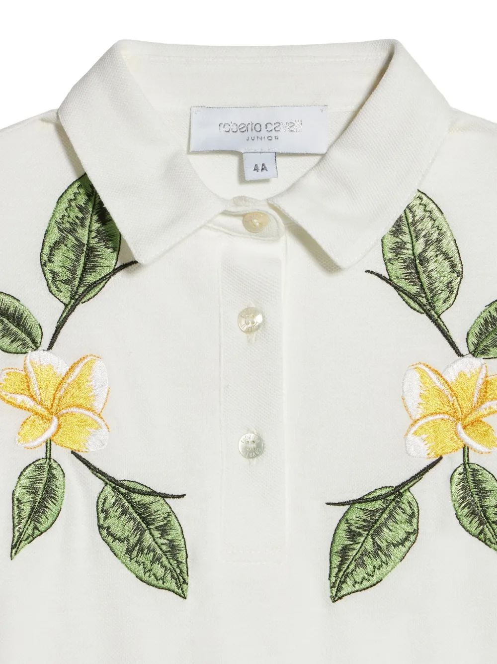 Roberto Cavalli Junior Jurk met geborduurde bloemen Wit