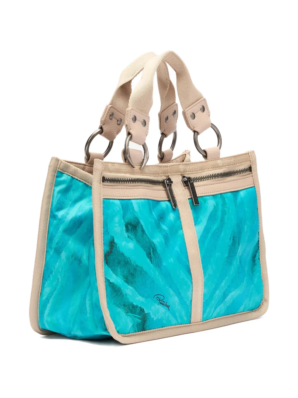 Roberto Cavalli Schoudertas met aquarelprint Blauw