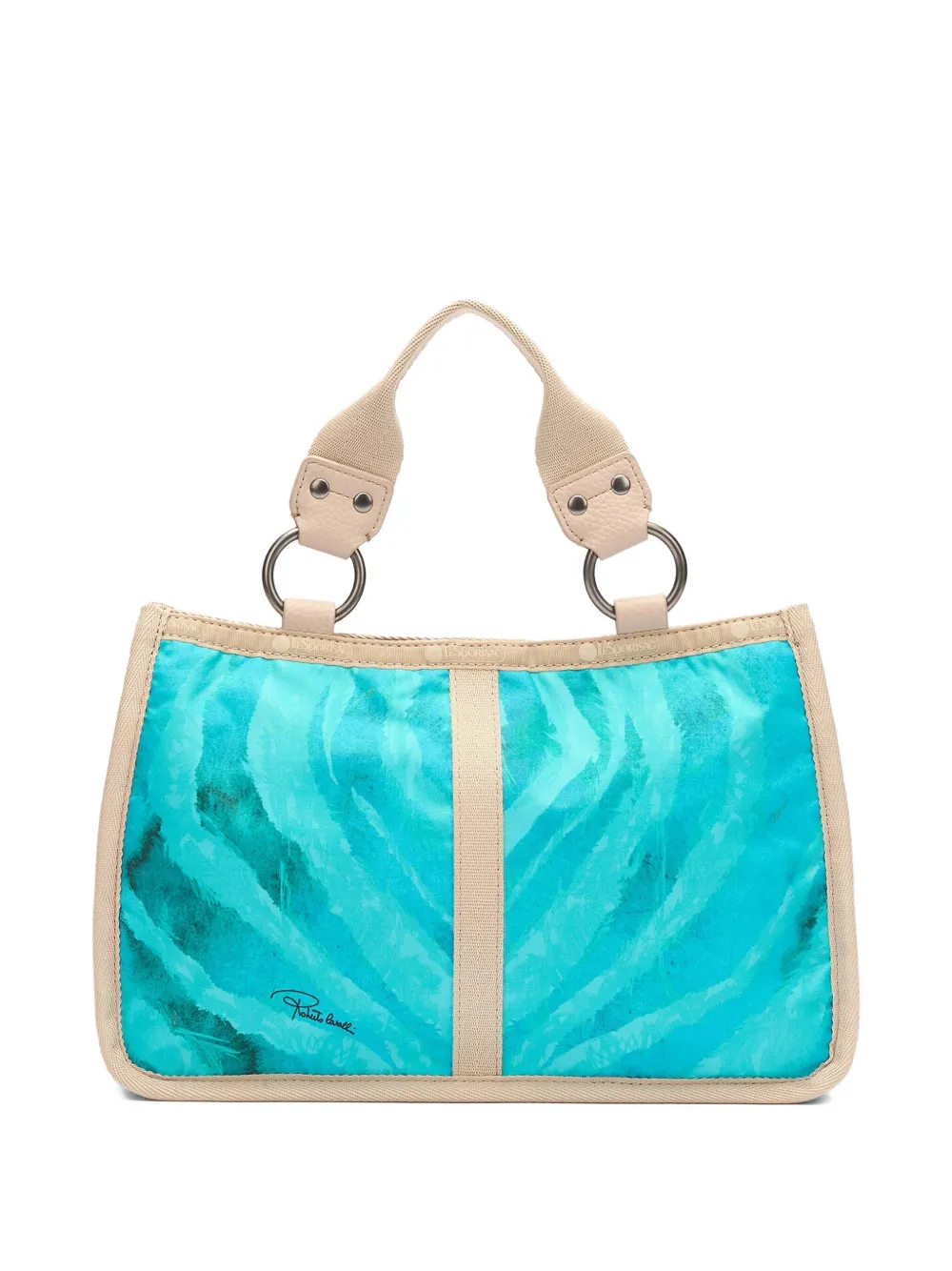 Roberto Cavalli Schoudertas met aquarelprint Blauw