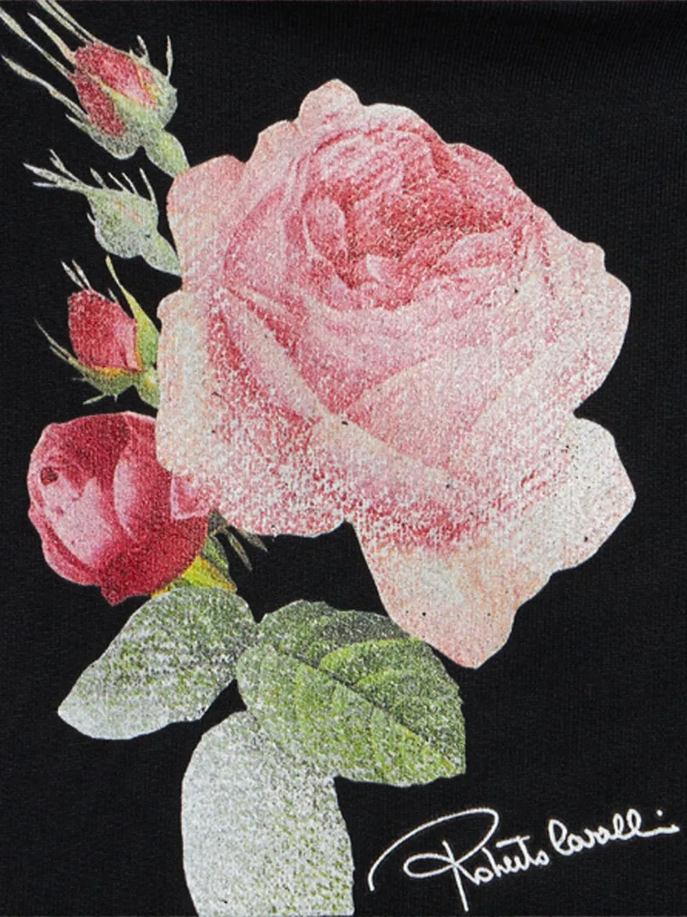 Roberto Cavalli Junior Hoodie met bloemenprint Zwart