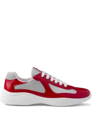 Prada America's Cup Panelled Sneakers | Red | FARFETCH