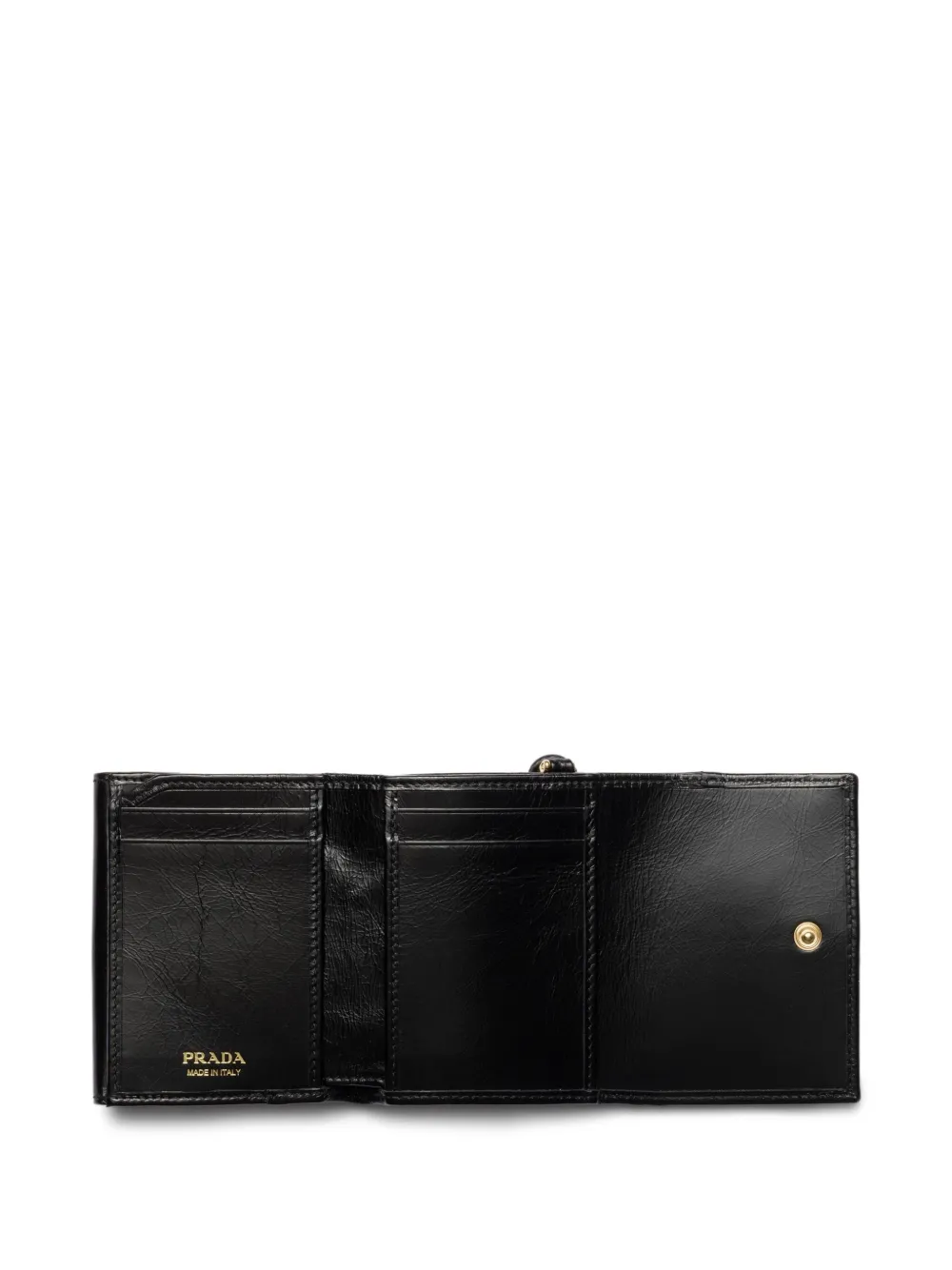 Prada Triangular-logo Leather Wallet In 黑色