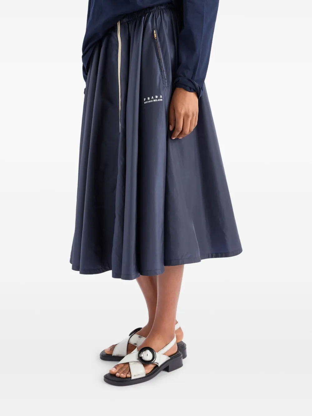 Shop Prada Pleated Midi Skirt