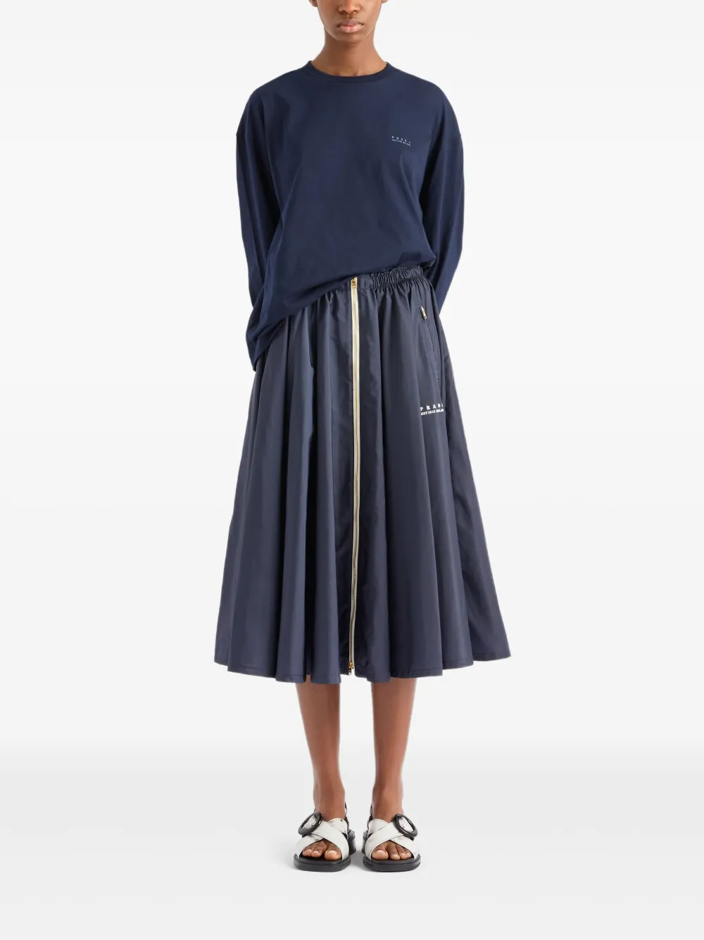 Prada jupe mi-longue à design plissé | Jupes trapèze | Image 2