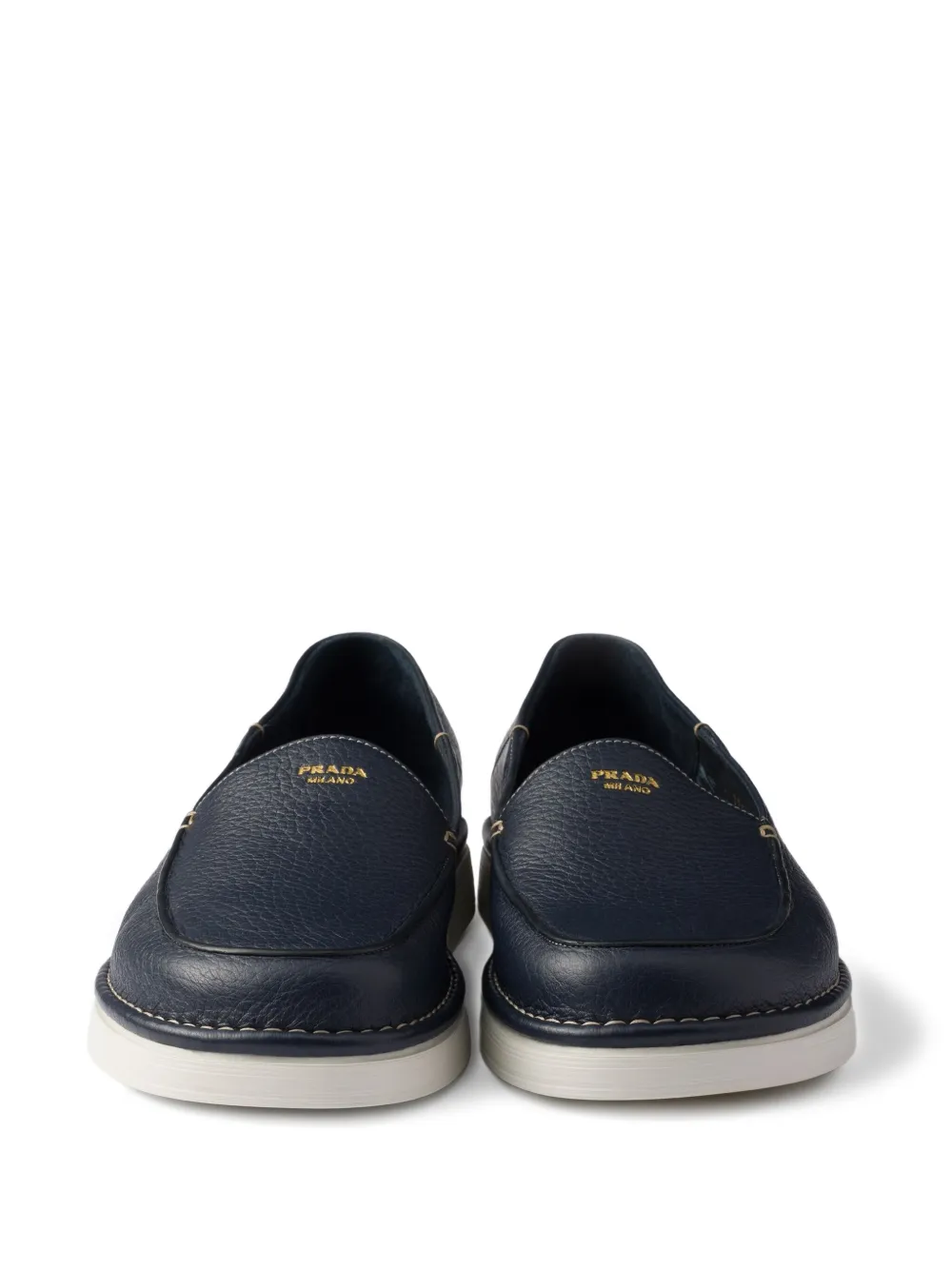 Prada textured leather loafers Blue