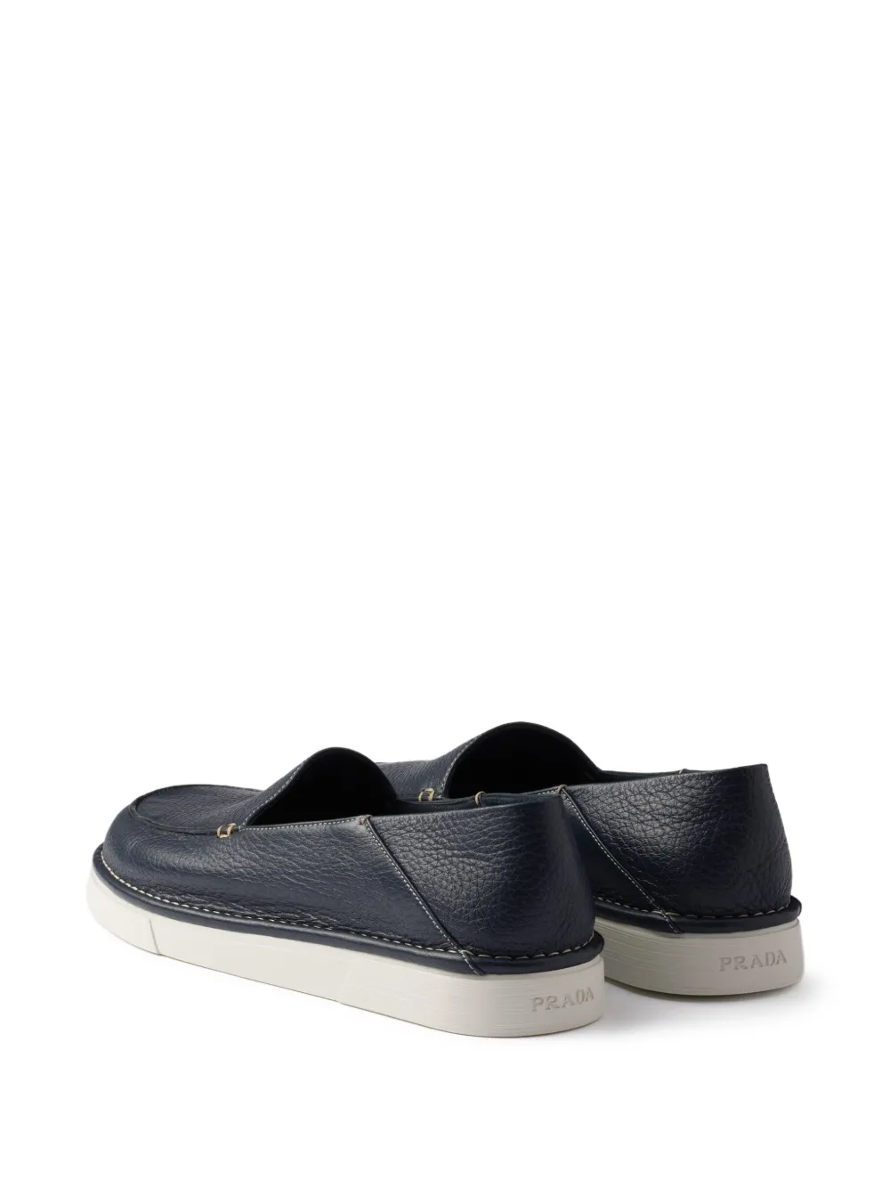 Prada textured leather loafers Blue