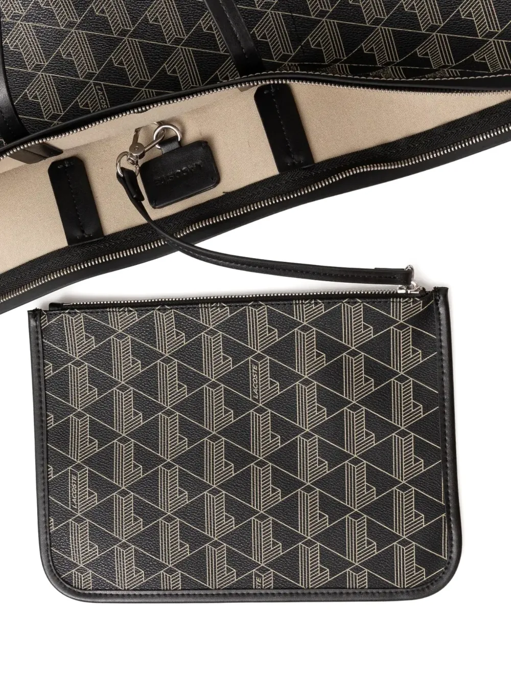 Lacoste Geometric-pattern Tote Bag In Neutral