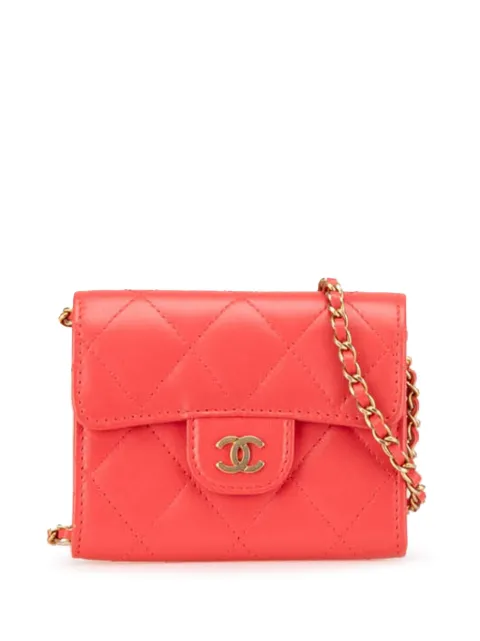 CHANEL Pre-Owned 2019 Quilted Lambskin Flap Card Holder on Chain crossbody bag