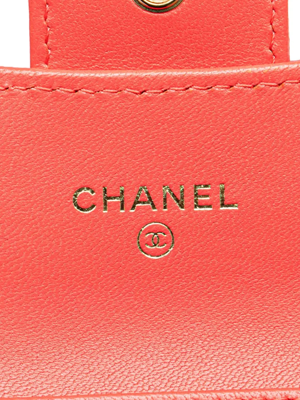 Pre-owned Chanel 2019 Quilted Lambskin Flap Card Holder On Chain Crossbody Bag In Red