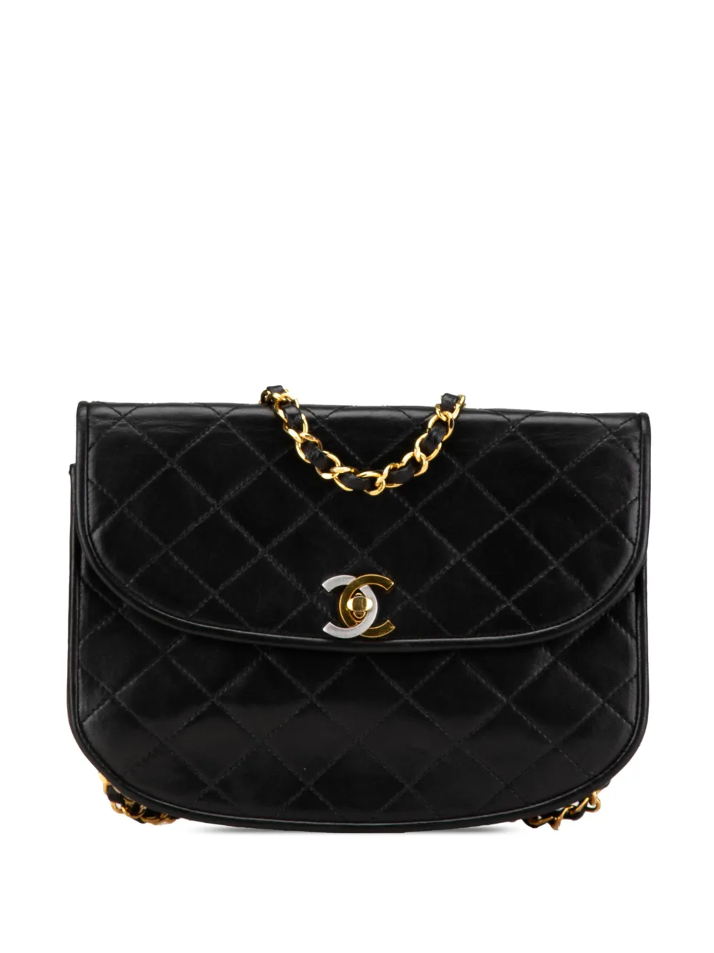 CHANEL Pre-Owned 1986-1988 CC Quilted Lambskin Paris Round Flap crossbody bag | Black | Image 1