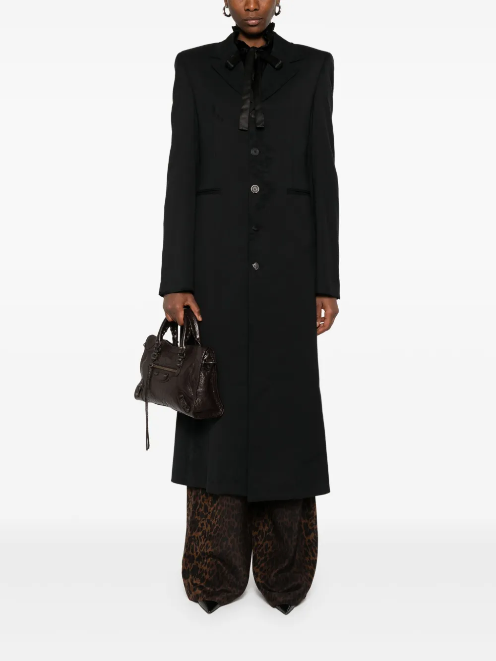 Balenciaga Jas met enkele rij knopen Zwart