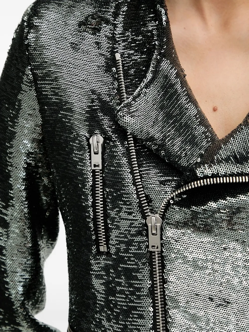 IRO Luzia sequin-embellished biker jacket Grijs