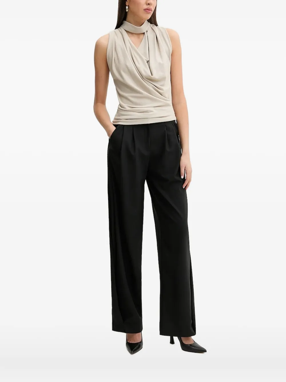 IRO FOA cowl-neck sleeveless top Beige