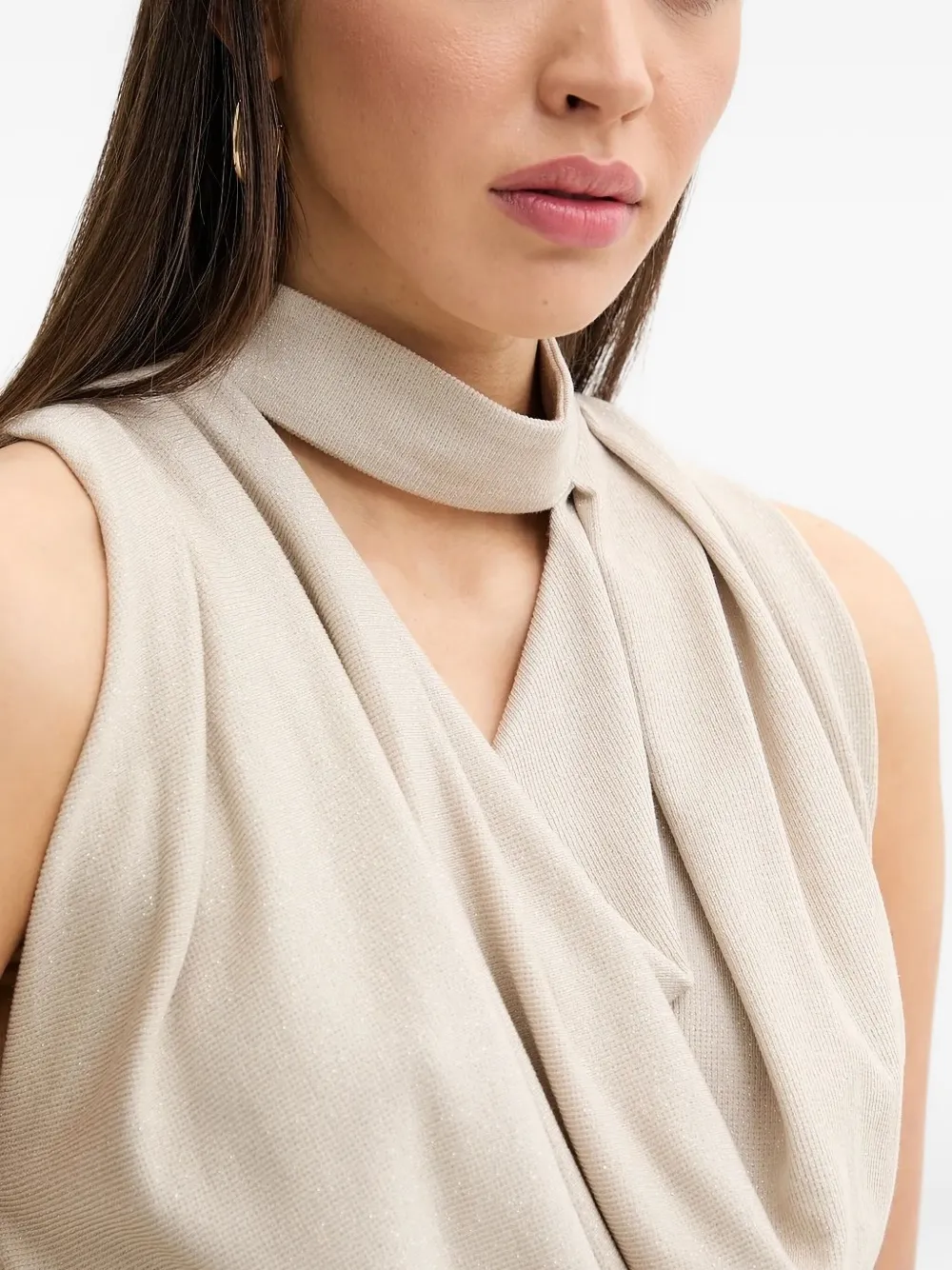 IRO FOA cowl-neck sleeveless top Beige
