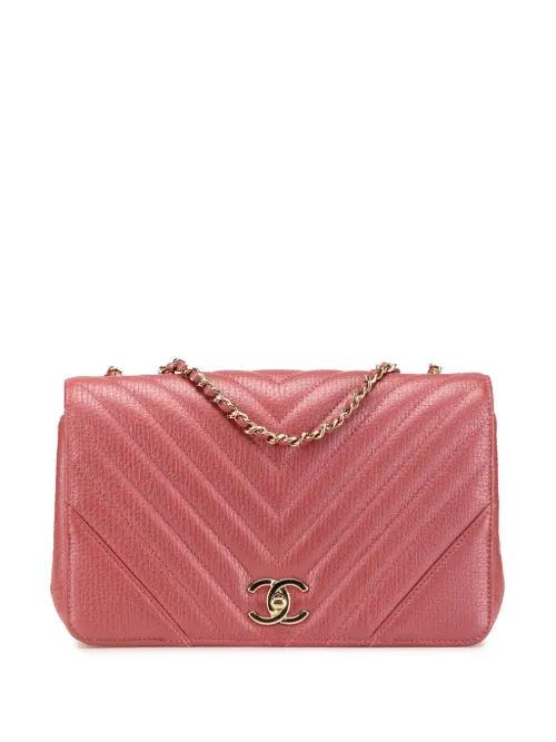 Sac porté épaule Statement Flap médium en cuir de veau à matelassage chevron (2017-2018) - CHANEL Pre-Owned - Modalova