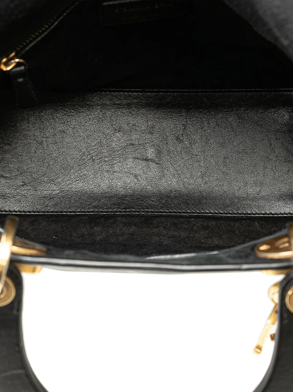 Pre-owned Dior 2017 Medium Calfskin Death Tarot Card Lady Satchel In Black