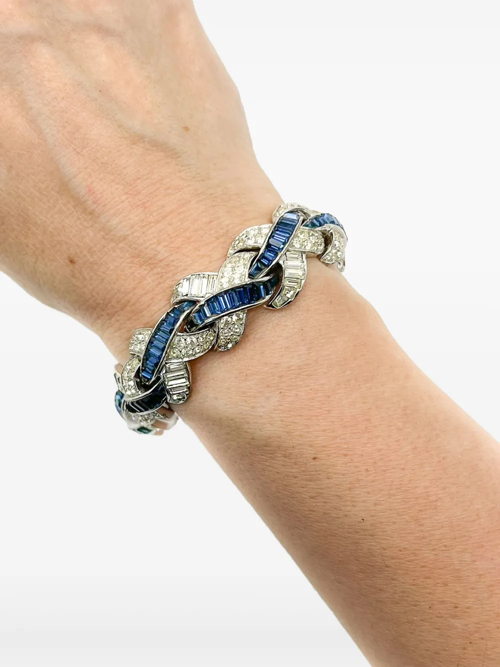 Pre-owned Jennifer Gibson Jewellery 1950s Boucher Sapphire Cocktail Bracelet In Silver