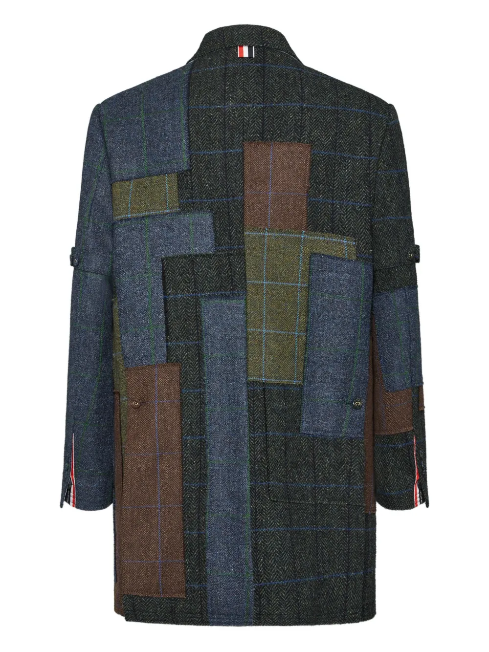 Thom Browne Hunting tweed jas met patchwork Groen