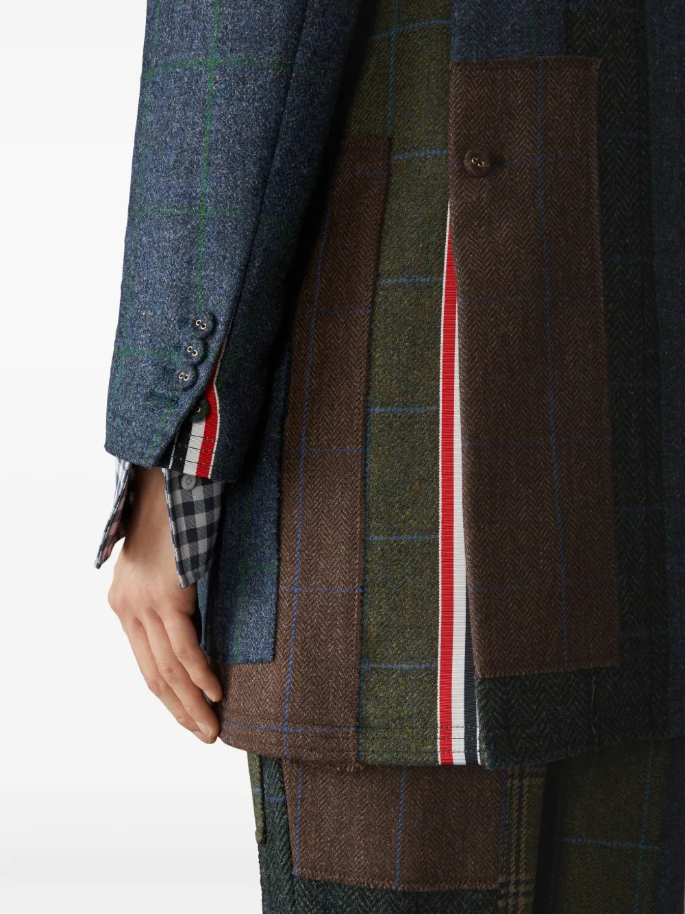 Thom Browne Hunting tweed jas met patchwork Groen
