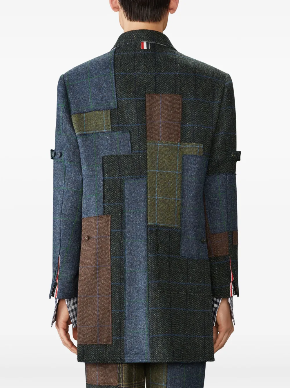 Thom Browne Hunting tweed jas met patchwork Groen