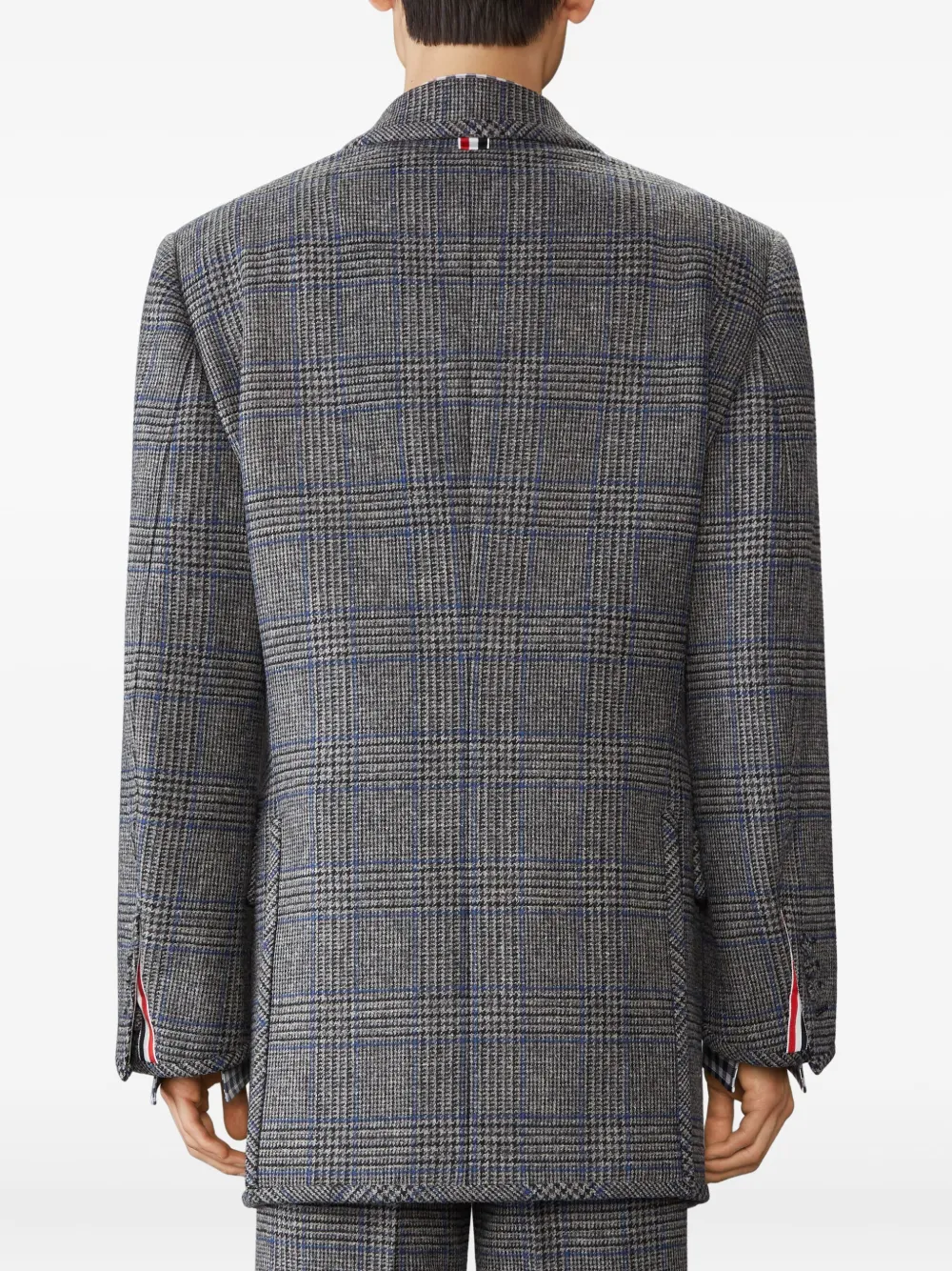 Thom Browne Prince Of Wales Check Blazer In Gray