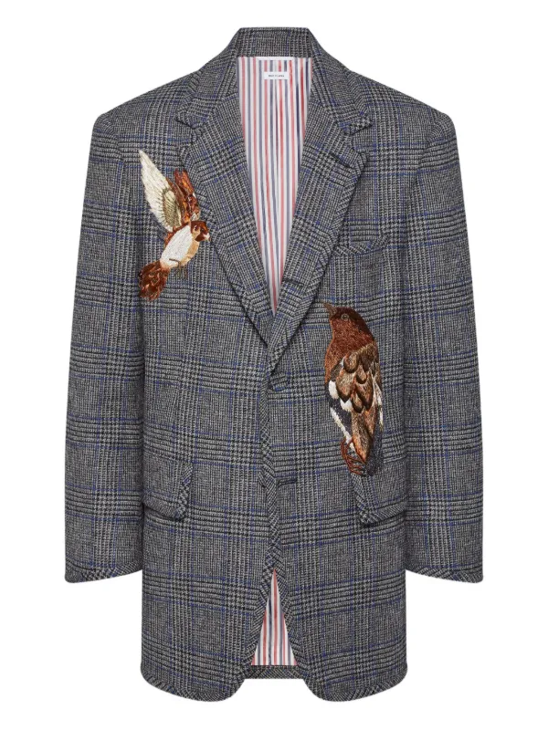 Thom Browne バードアップリケ ハンティング ツイードジャケット 