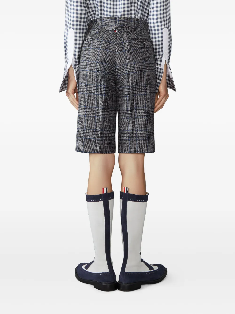 Thom Browne Prince Of Wales Check Shorts In Gray