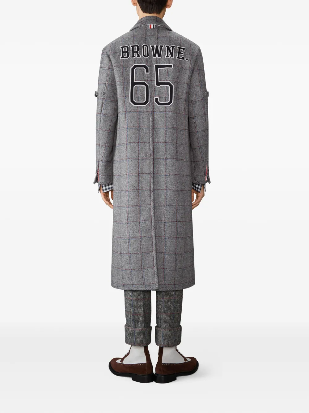 Thom Browne 65 geruite jas Grijs