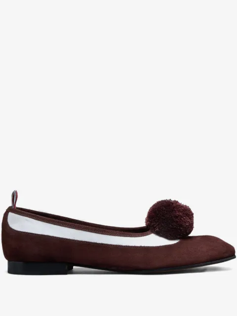 Thom Browne calf suede pom pom Opera Spectator ballerina shoes