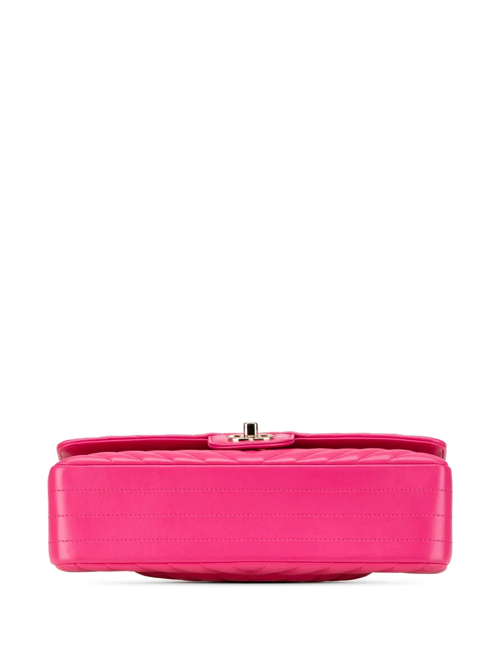 Pre-owned Chanel 2017-2018 Medium Classic Chevron Lambskin Double Flap Shoulder Bag In Pink