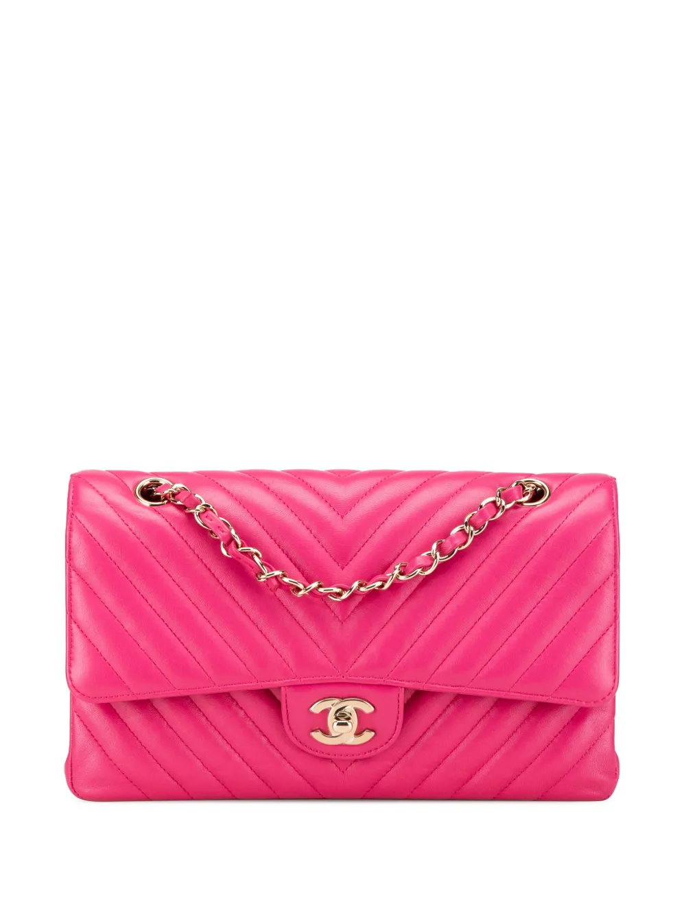 CHANEL Pre-Owned 2017‐2018 ミディアム クラシック シェブロン ラムスキン ダブルフラップ ショルダーバッグ - CHANEL Pre-Owned 2017‐2018 ミディアム クラシック シェブロン ラムスキン ダブルフラップ ショルダーバッグ -