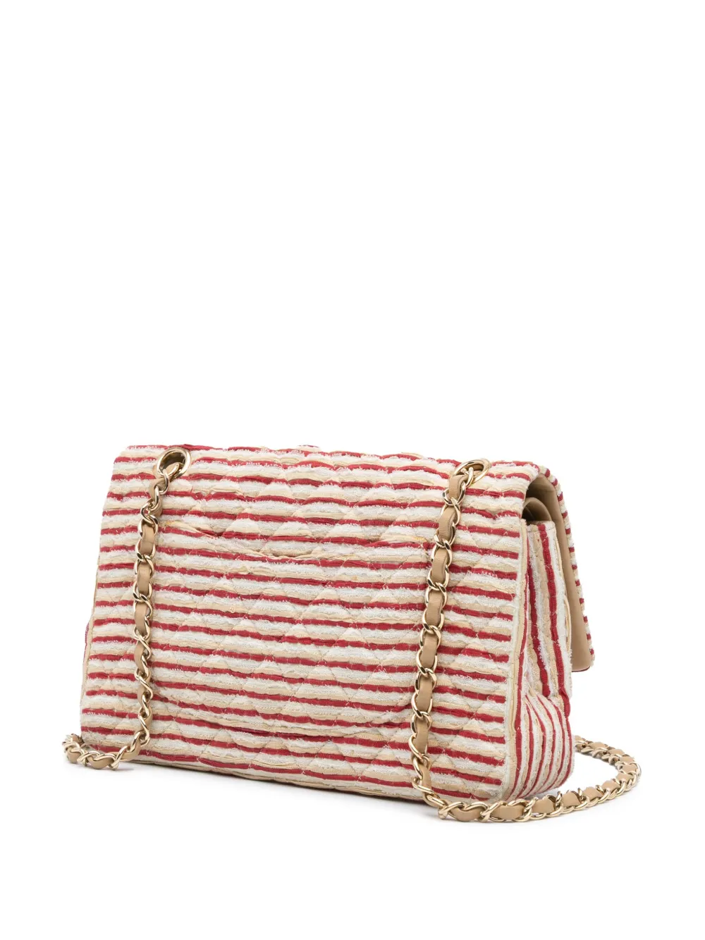 Pre-owned Chanel 2014 Medium Classic Jersey Coco Sailor Double Flap Shoulder Bag In Red