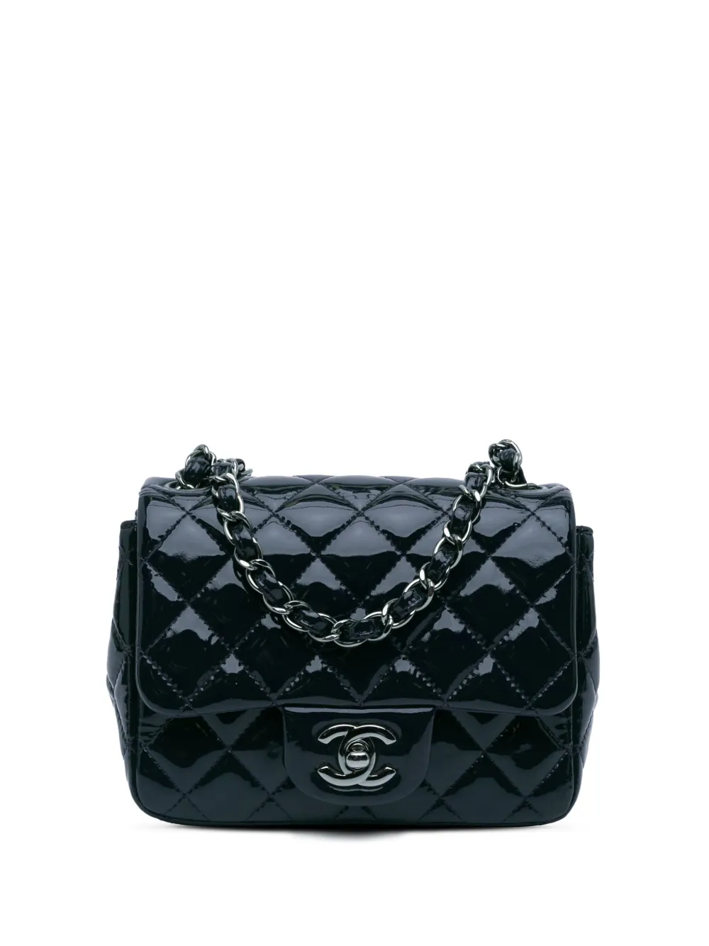 CHANEL Pre-Owned 2014 Mini Square Classic Patent Single Flap crossbody bag | Blue | Image 1