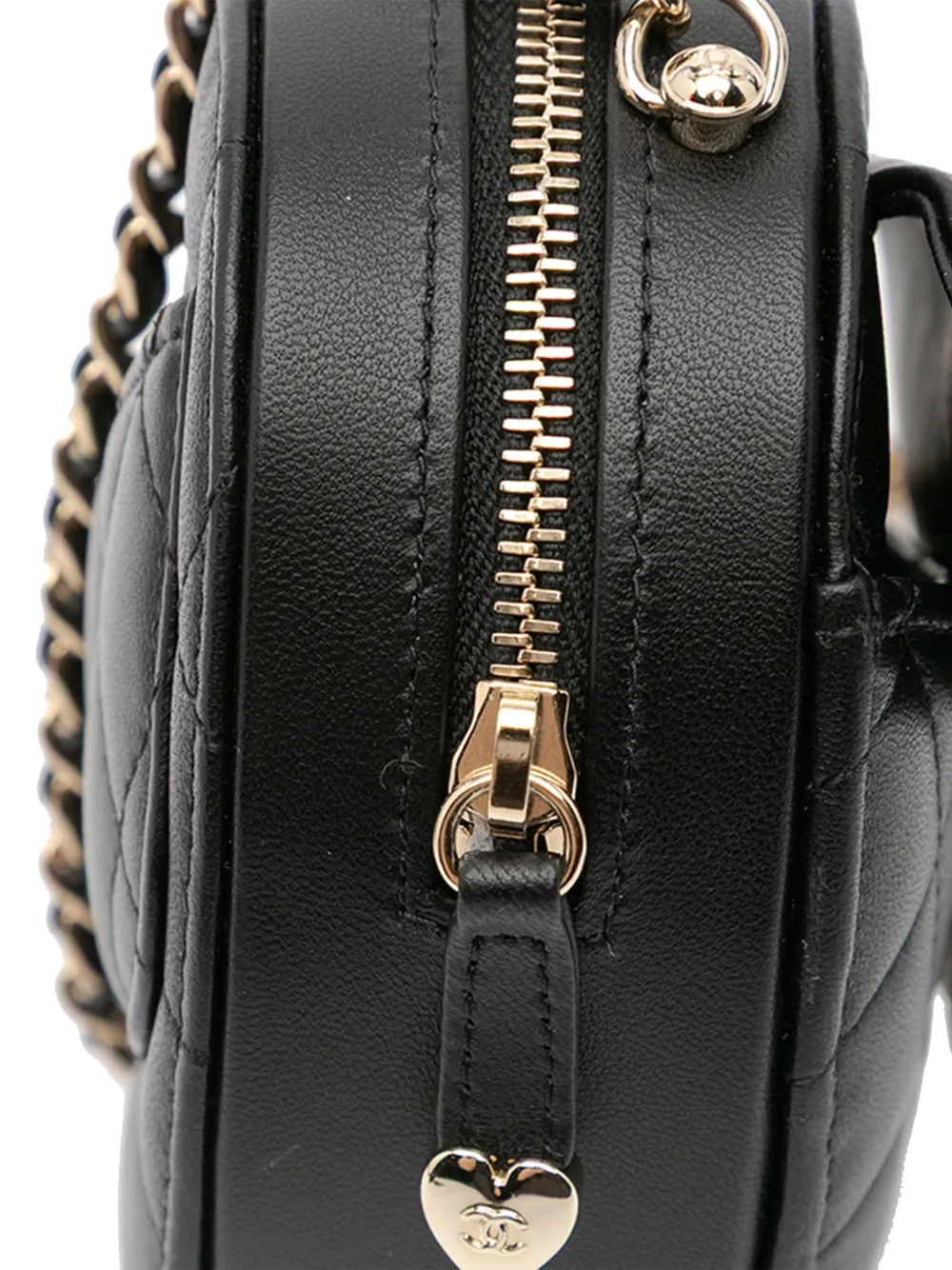 Pre-owned Chanel 2021 Mini Lambskin Cc In Love Heart Crossbody Bag In Black