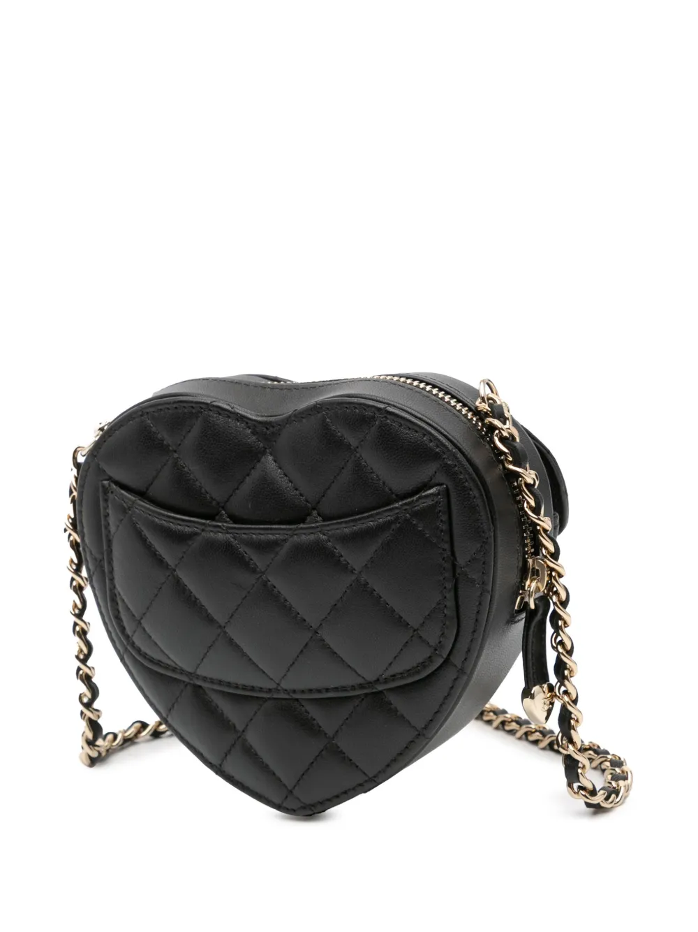Pre-owned Chanel 2021 Mini Lambskin Cc In Love Heart Crossbody Bag In Black
