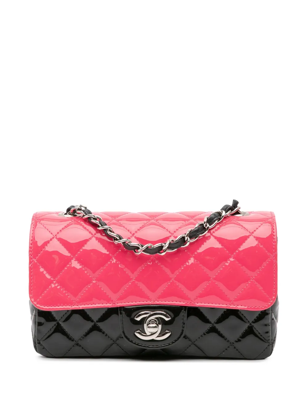 CHANEL Pre-Owned شنطة كروس جلد صغيرة مصقولة بتصميم مستطيل ولونين وقلاب 2019 | أسود | Image 1