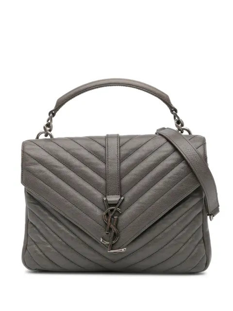 Saint Laurent Pre-Owned bolsa satchel Medium Monogram Chevron Sheepskin College 2016