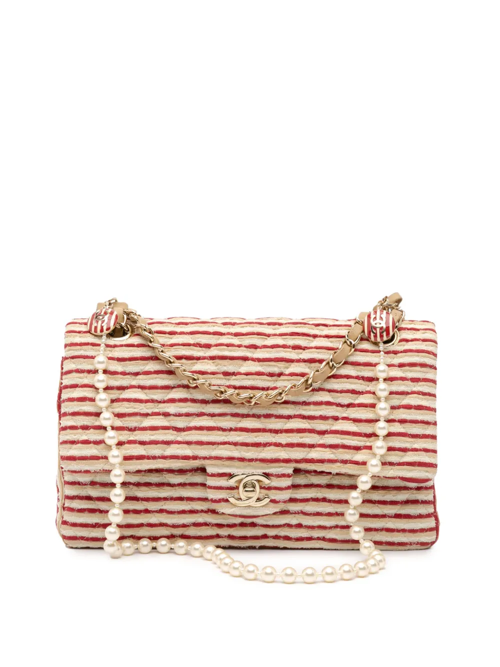 CHANEL Pre-Owned 2014 ミディアム クラシック ジャージー ココ セーラー ダブルフラップ ショルダーバッグ - レッド CHANEL Pre-Owned 2014 ミディアム クラシック ジャージー ココ セーラー ダブルフラップ ショルダーバッグ - レッド