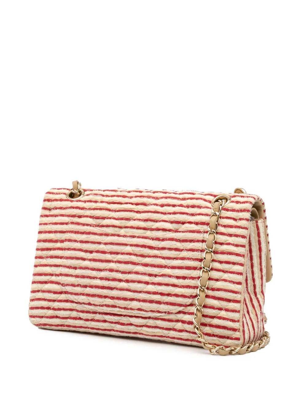 Pre-owned Chanel 2014 Medium Classic Jersey Coco Sailor Double Flap Shoulder Bag In Red
