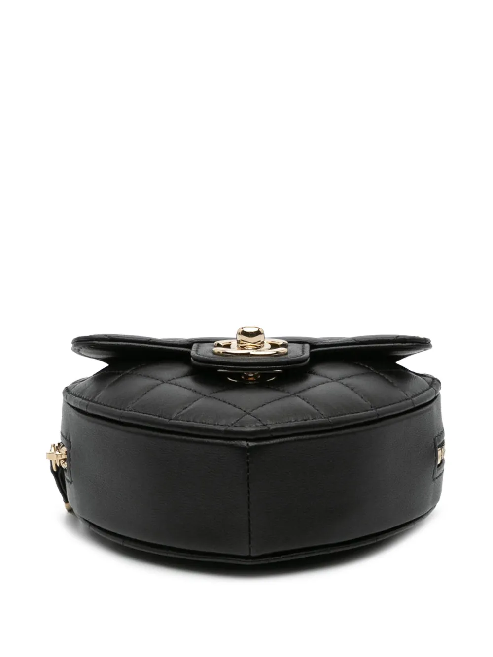 Pre-owned Chanel 2021 Mini Lambskin Cc In Love Heart Crossbody Bag In Black