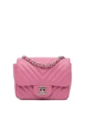 CHANEL Pre-Owned 2020 Mini Square Classic Chevron Lambskin Single Flap crossbody bag - Pink