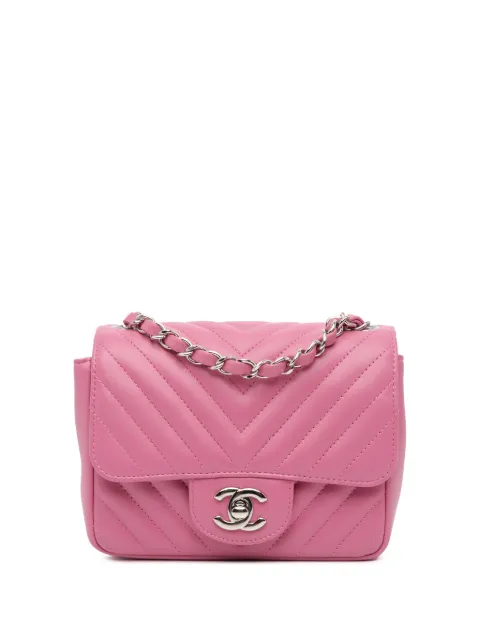 CHANEL Pre-Owned 2020 Mini Square Classic Chevron Lambskin Single Flap crossbody bag