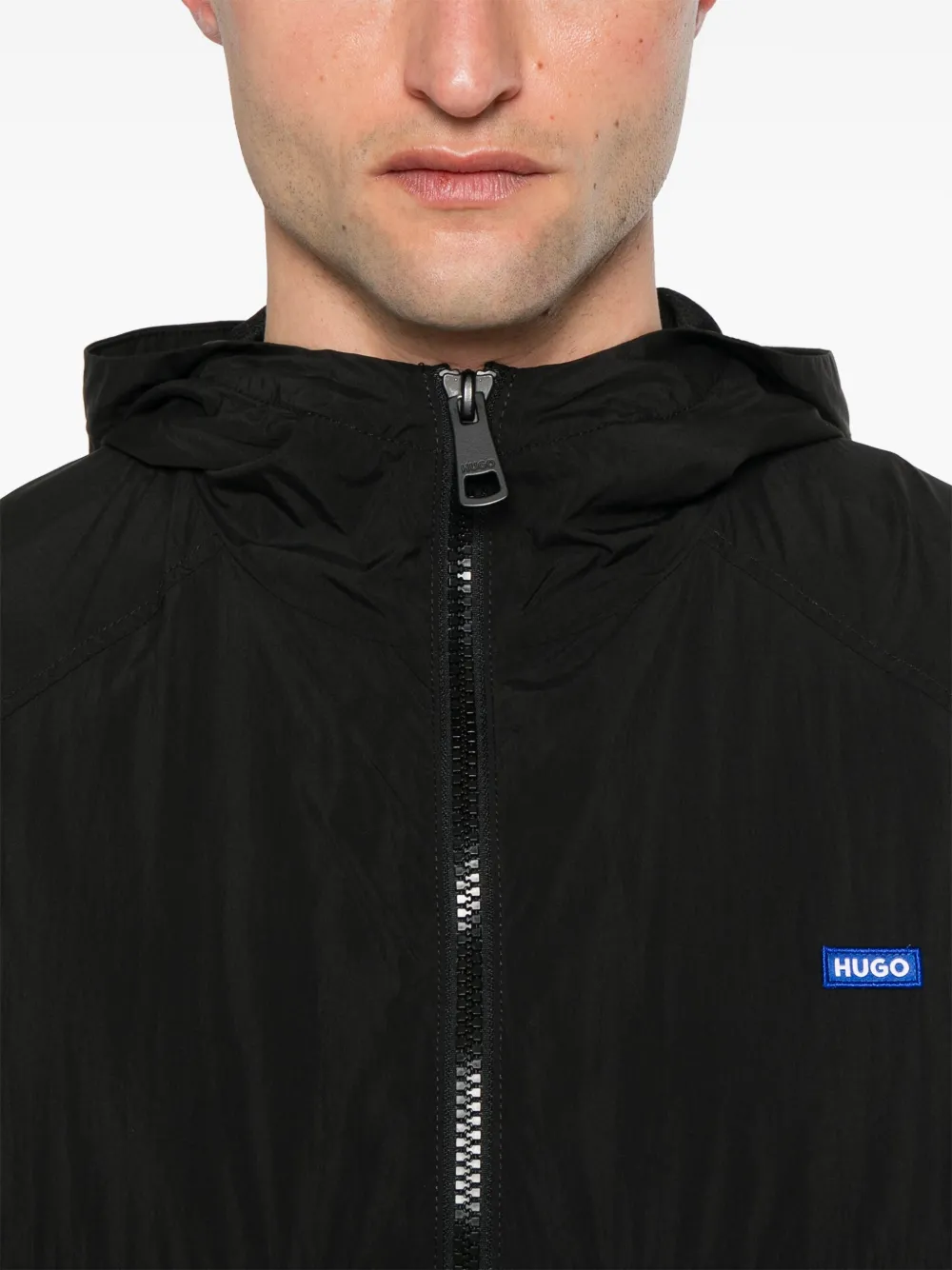 Shop Hugo Boss Hooded Jacket In Black