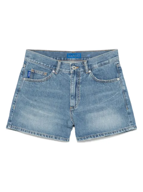 HUGO logo-patch denim shorts