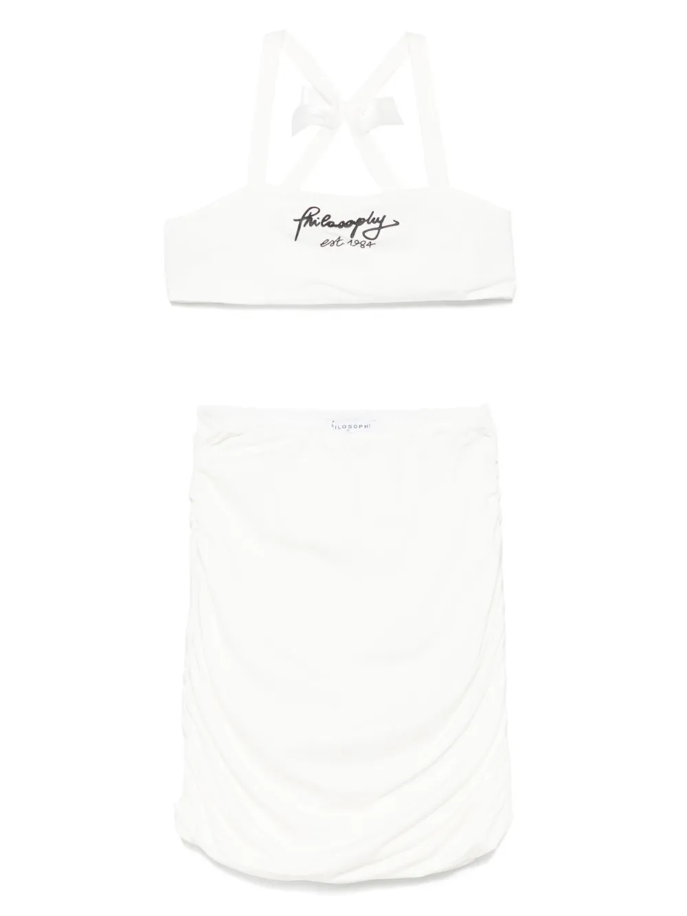 Philosophy Di Lorenzo Serafini Kids ロゴテープ スカート - ホワイト Philosophy Di Lorenzo Serafini Kids ロゴテープ スカート - ホワイト