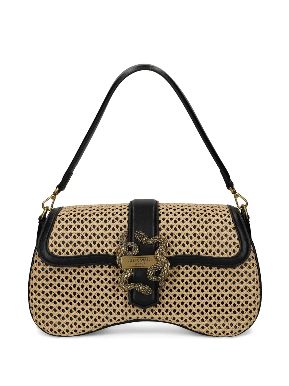 Just Cavalli Crossbodytas met slangengesp Beige